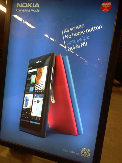 Nokia N9 advert with QR code