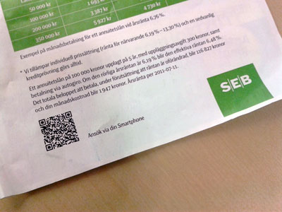 SEB advert with QR code